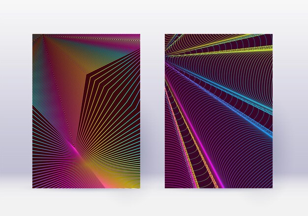 Conjunto de plantillas de diseño de portada Líneas abstractas modernas b