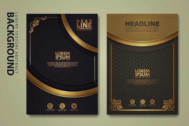 Conjunto de plantillas de diseño de portada con lujoso efecto de brillo de color en fondo texturizado