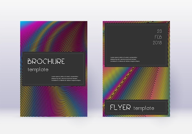 Conjunto de plantillas de diseño de portada negra Resumen de arco iris