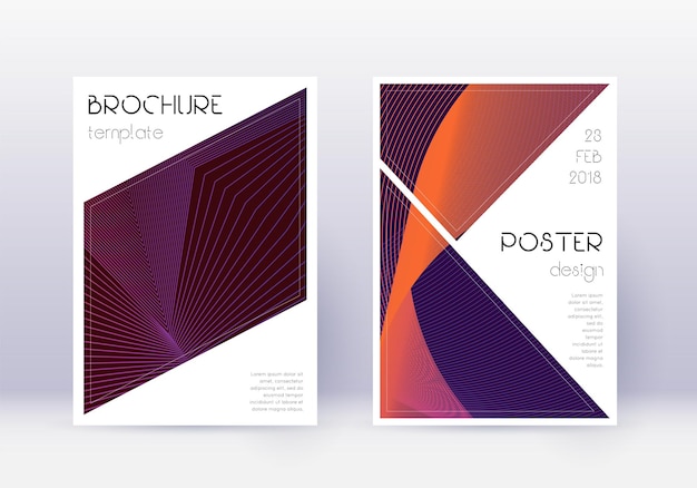 Conjunto de plantillas de diseño de portada triangular Violeta abstrac