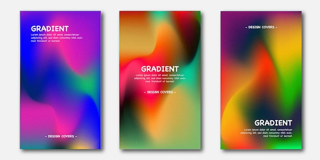 Conjunto de plantillas de diseño de portadas con fondo degradado vibrante Diseño moderno y moderno