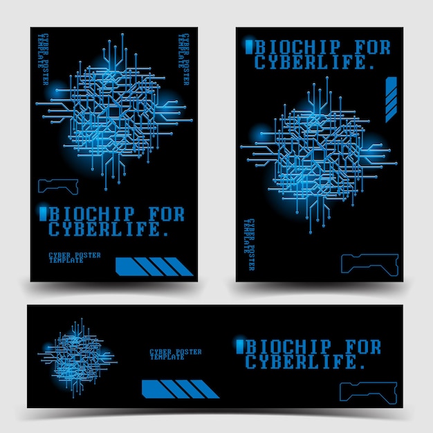 Conjunto de plantillas de diseño retrofuturista, cyberpunk, de ciencia ficción y de los años 2000 y2k para panel de control de aplicaciones UX/UI, ilustración vectorial 2D