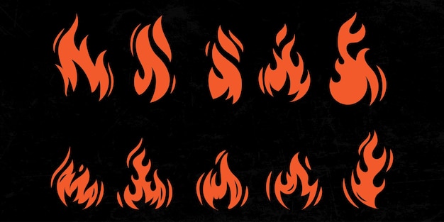 conjunto de plantillas de diseño de vectores de llama de fuego