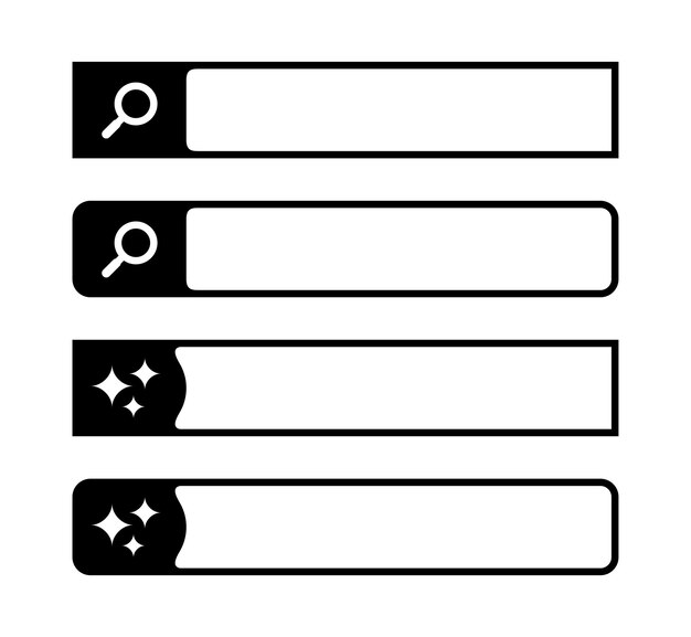 El conjunto de plantillas de diseño vectorial de la barra de icona de búsqueda está aislado El elemento vectorial del icono de la caja de búsqueda de IA está aislado