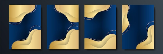 Conjunto de plantillas editables para historias de redes sociales, plantillas de publicaciones, corporativas, publicitarias y comerciales, diseño fresco con un simple color azul dorado