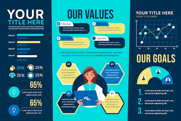 Conjunto de plantillas de elementos infográficos planos dibujados a mano