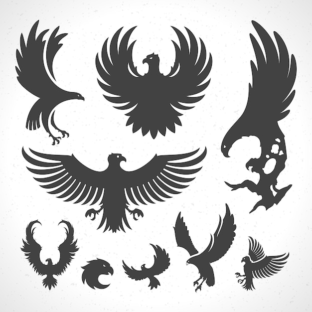 Conjunto de plantillas de emblemas de logotipos de águilas símbolo de mascota para el diseño de negocios o camisetas Elemento de diseño vintage vectorial