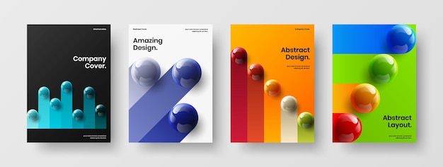 Conjunto de plantillas de folletos de esferas 3D multicolores