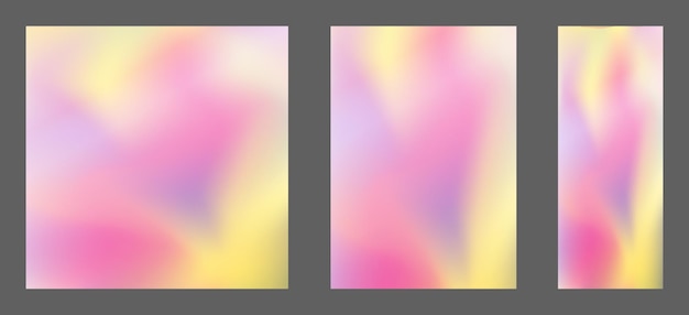 Un conjunto de plantillas con un fondo colorido Gradiente colorido con desenfoque El efecto del arte líquido y el flujo suave de color xA