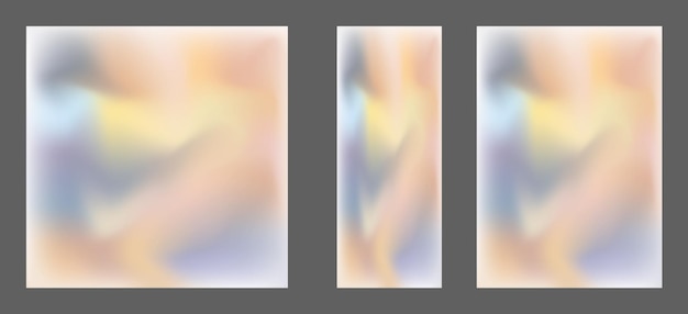 Un conjunto de plantillas con un fondo colorido Gradiente colorido con desenfoque El efecto del arte líquido y el flujo suave de color xA