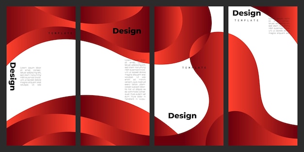 Conjunto de plantillas de fondo rojo ondulado espacio de copia para afiches, volantes, pancartas, folletos o panfletos