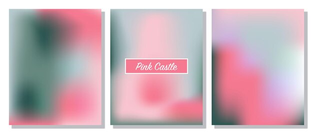 Conjunto de plantillas de gradiente para carteles y redes sociales diseño colores pastel de un castillo rosa resumen