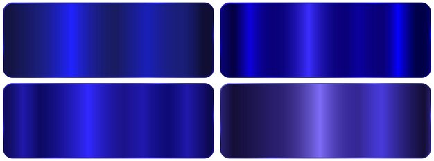 Conjunto de plantillas de gradiente metálico azul Colección de gradientes metálicos azules vectoriales