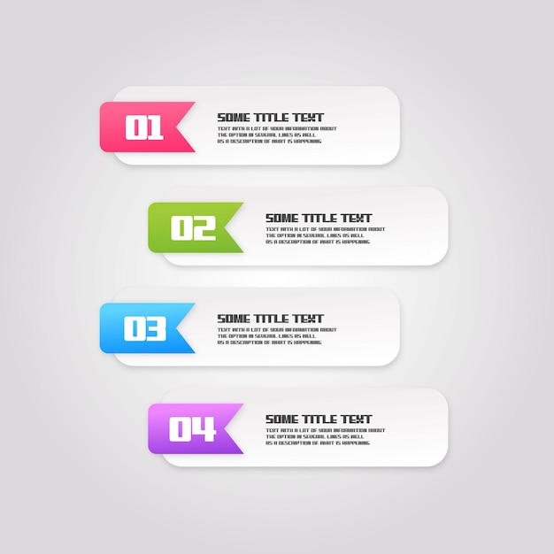 conjunto de plantillas de infografía vectorial su información en placas de colores con sombras en un fondo blanco