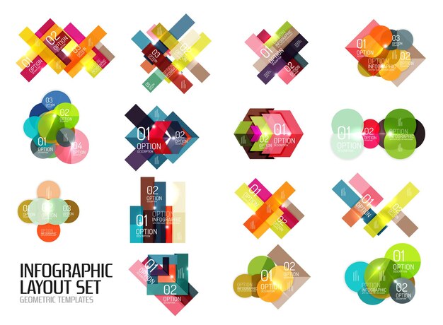 Conjunto de plantillas de infografías de negocios vectoriales para diseños de flujo de trabajo, diagramas, opciones de números o diseño web