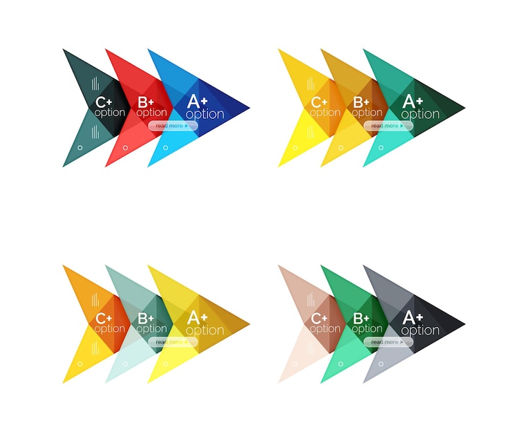 Vector el conjunto de plantillas de infografías con opción de flecha de color vectorial