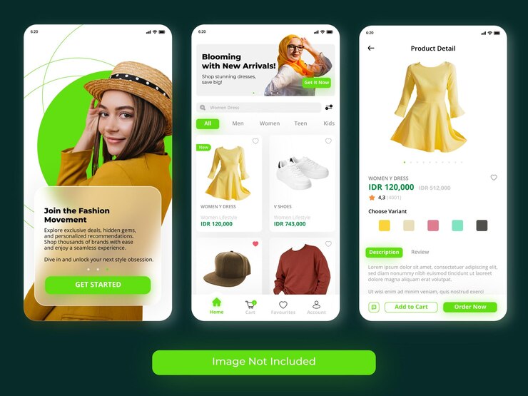 El conjunto de plantillas de la interfaz de usuario del mercado de moda 1