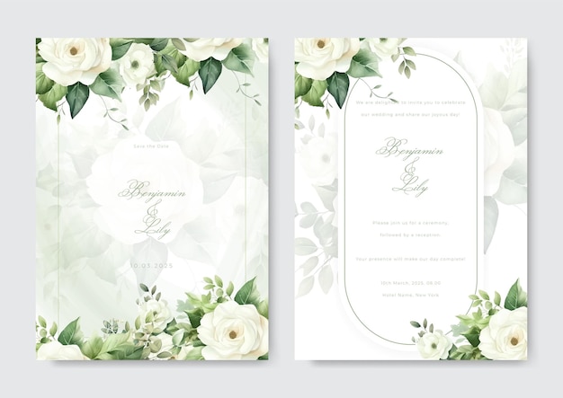 Conjunto de plantillas de invitación de boda floral