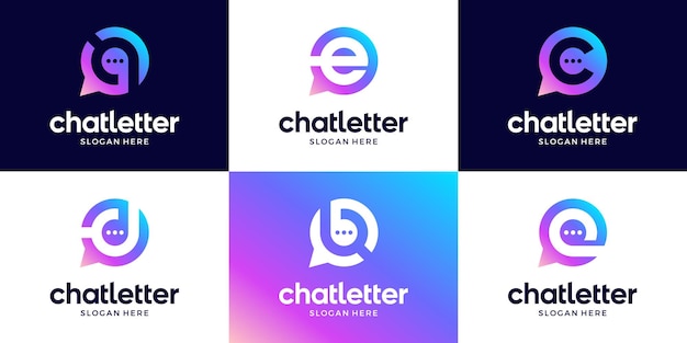 Conjunto de plantillas de logotipo de chat Símbolo de burbuja moderno con logotipo de letra