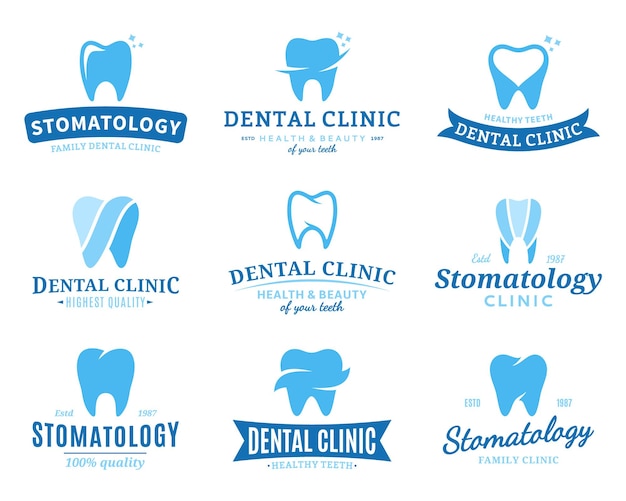 Conjunto de plantillas de logotipo de clínica dental.