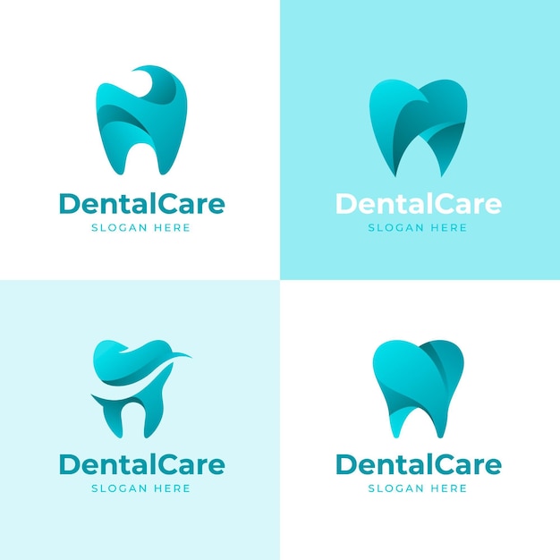 Vector conjunto de plantillas de logotipo dental degradado