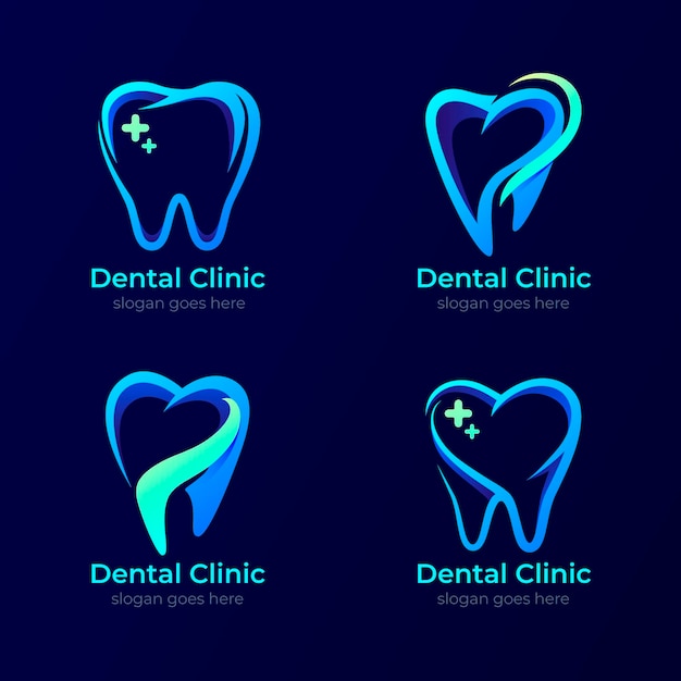 Vector conjunto de plantillas de logotipo dental degradado