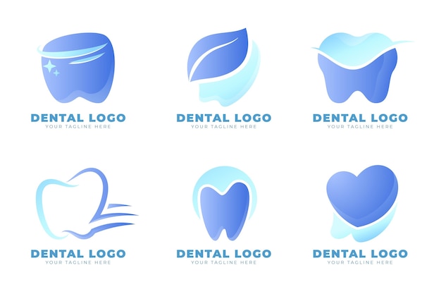 Vector conjunto de plantillas de logotipo dental degradado