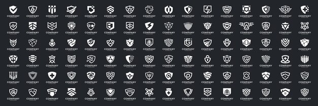 Conjunto de plantillas de logotipo de escudo Seguridad de íconos abstractos con símbolo moderno Utilizable para seguridad y tecnología de protección de datos de negocios