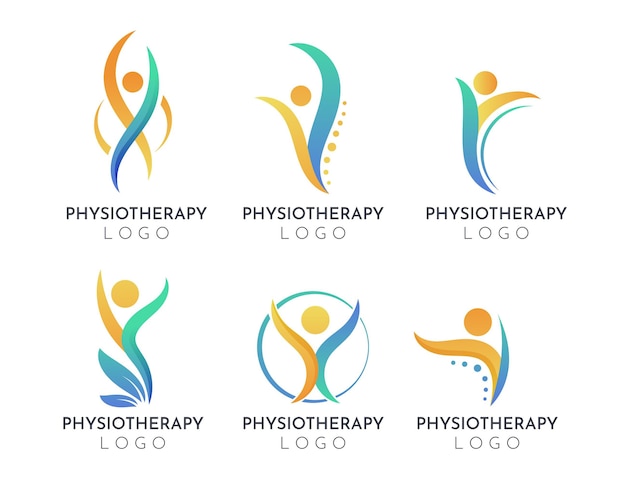 Conjunto de plantillas de logotipo de fisioterapia gradiente