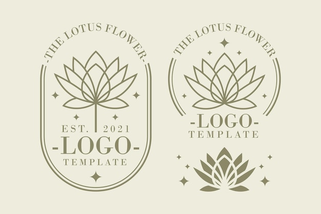 Conjunto de plantillas de logotipo de flor de loto