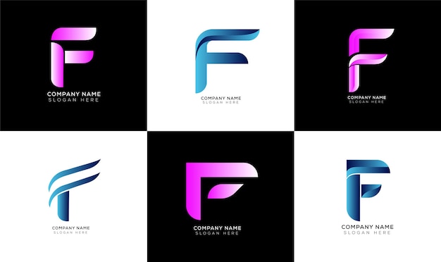 Conjunto de plantillas de logotipo de letra F degradado