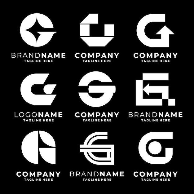 Conjunto de plantillas de logotipo de la letra G