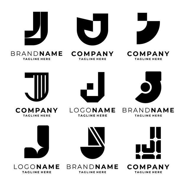 Conjunto de plantillas de logotipo de la letra J