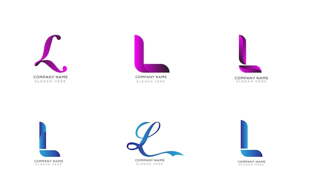 Conjunto de plantillas de logotipo de letra L degradado