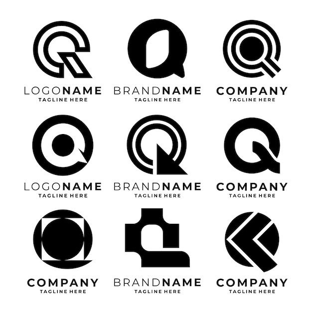Conjunto de plantillas de logotipo de la letra Q