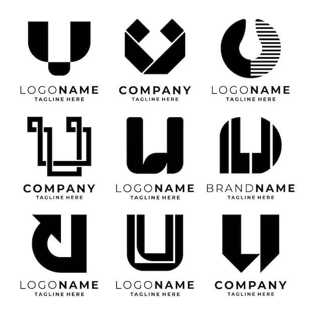 Conjunto de plantillas de logotipo de la letra U