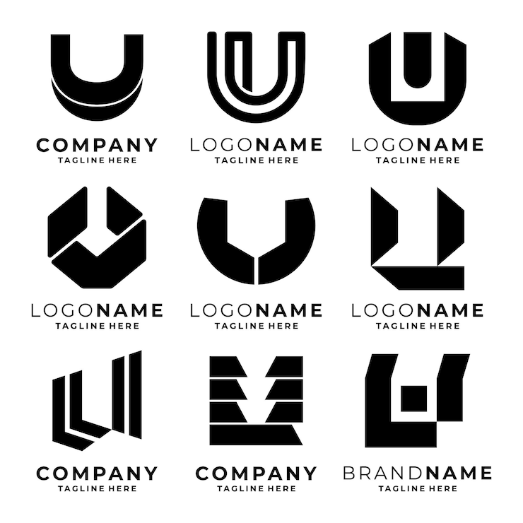 Vector conjunto de plantillas de logotipo de la letra u
