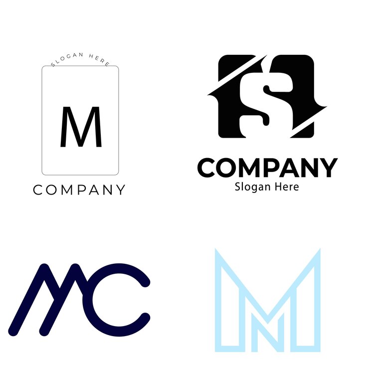 Vector conjunto de plantillas de logotipo de letras m de gradiente