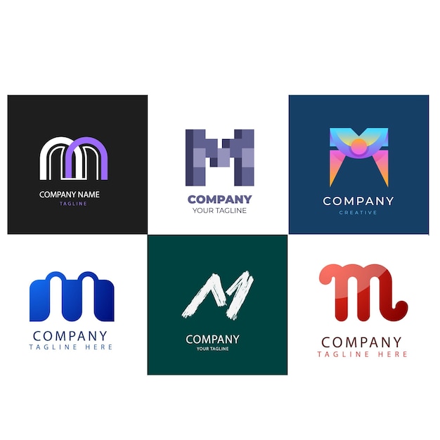 conjunto de plantillas de logotipo de letras m de gradiente