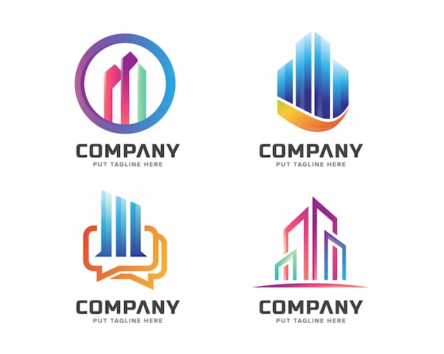 Conjunto de plantillas de logotipo de negocios inmobiliarios