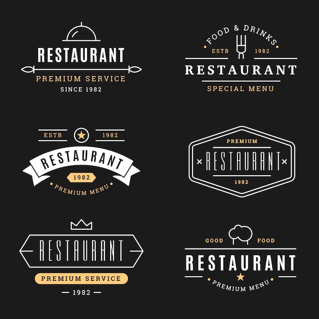 Vector conjunto de plantillas de logotipo retro restaurante