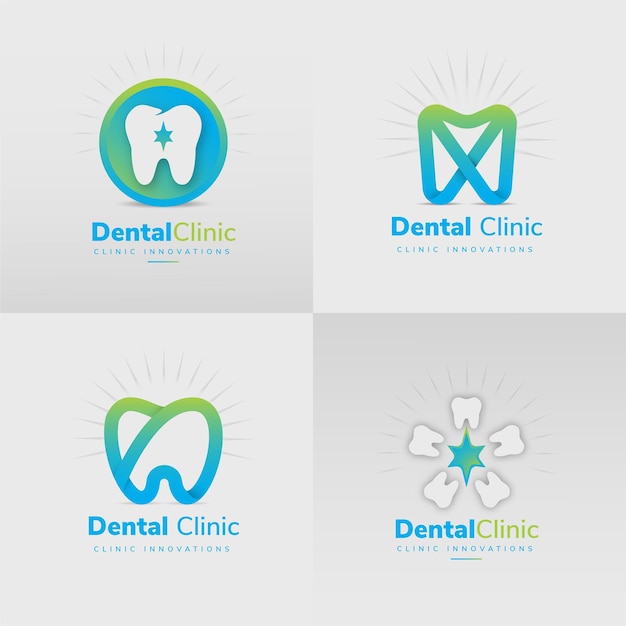 Conjunto de plantillas de logotipos dentales planos