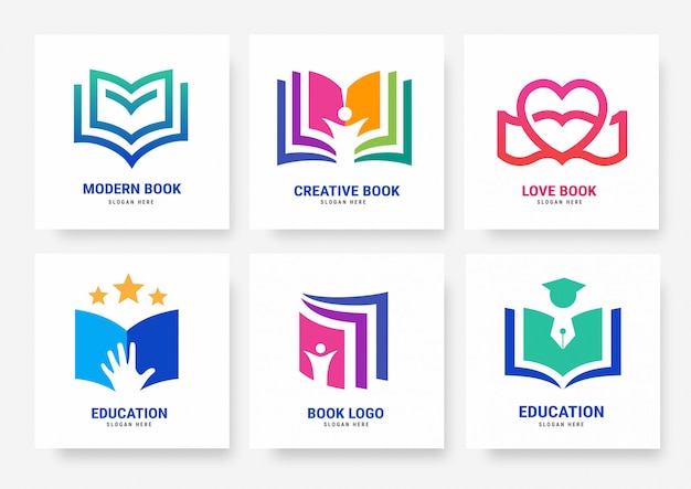 Conjunto de plantillas de logotipos de libros