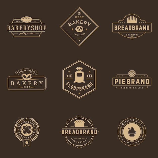 Conjunto de plantillas de logotipos de panadería Iconos y objetos vectoriales