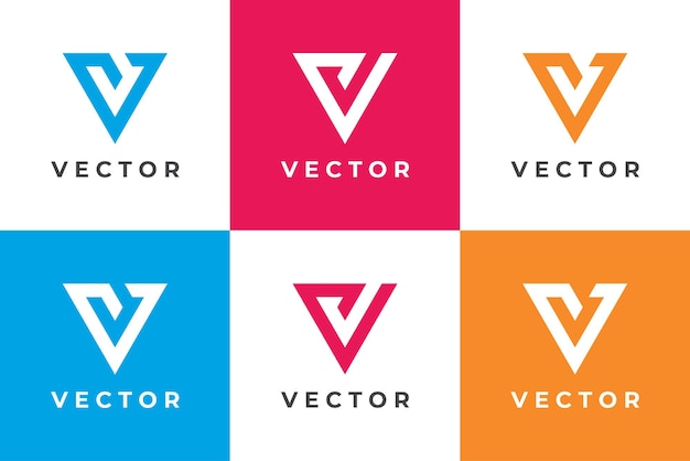 Conjunto de plantillas de logotipos vectoriales de letra V