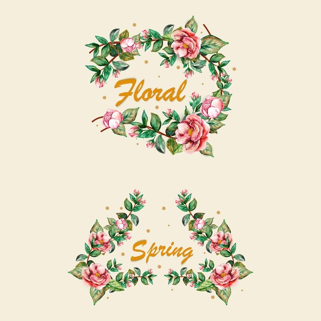 Vector conjunto de plantillas de marco floral acuarela primavera floral