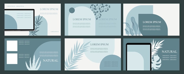 Conjunto de plantillas naturales abstractas para presentación. pancartas horizontales. ilustraciones planas vectoriales.