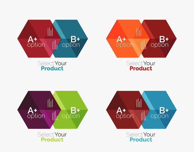 Conjunto de plantillas de navegación de opciones abstractas Elementos de panfletos de negocios o diseños de navegación para el diseño web