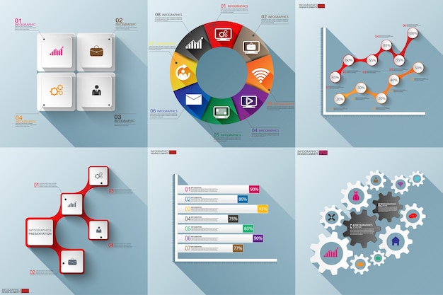 Conjunto de plantillas de negocios infografía
