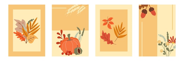Conjunto de plantillas de otoño para diseñar invitaciones de Acción de Gracias, tarjetas de venta, volantes y otros diseños